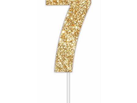 Cake Toper Number Glitter Gold 7 For Cheap