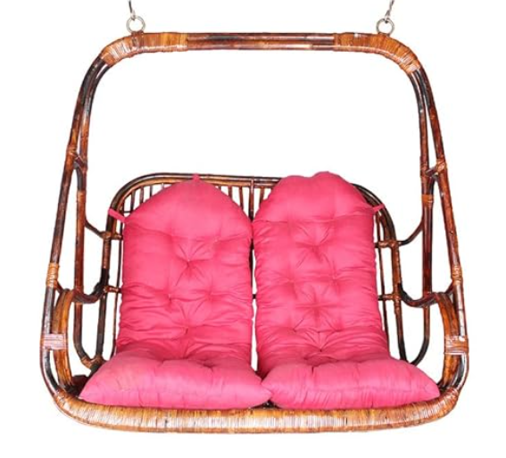 Double Seater Swing I Hanging Jhula for couple I Bamboo Cane Swing for Cozy Outdoor Relaxation I jhula for your home and garden I Couple Swing Chair Online now