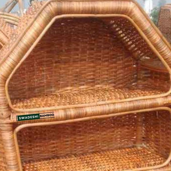 4 Shelves Cane Rattanbunai Rack Book Shoes Rack Multipurpose Use Supply