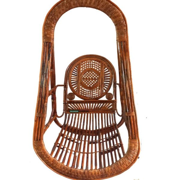 Swadeshi Bamboo Cane Swing Jhula | Single Seater Cane Wood Swing Chair | Indoor and Outdoor swing | Rattan Cane Jhula for Balcony, Patio, Garden, Restaurant , Home Cheap