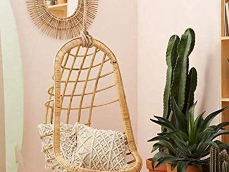 Cane Rattan Bamboo Swing Chair for Indoor, Outdoor, Home, Patio, Yard, Balcony and Garden | Single Seater Rattan Swing Hanging Jhula| Size - Large on Sale