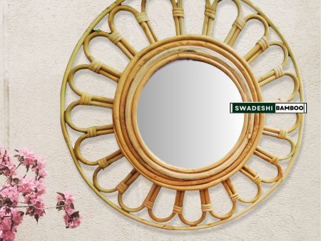 Wall mirror round Rattan Flower, Boho Mirror Rattan Fashion