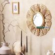 Swadeshi Bamboo Rattan Flower Mirror, Boho Mirror, Living Room Decor Online