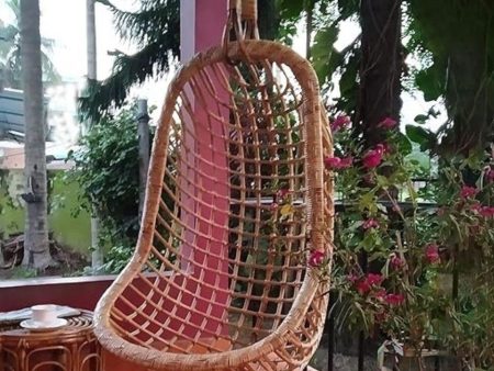 Swadeshi Bamboo Cane Rattan Bamboo Swing Chair for Indoor, Outdoor, Home, Patio, Yard, Balcony and Garden | Single Seater Rattan Swing Hanging Jhula| Size - Large Supply