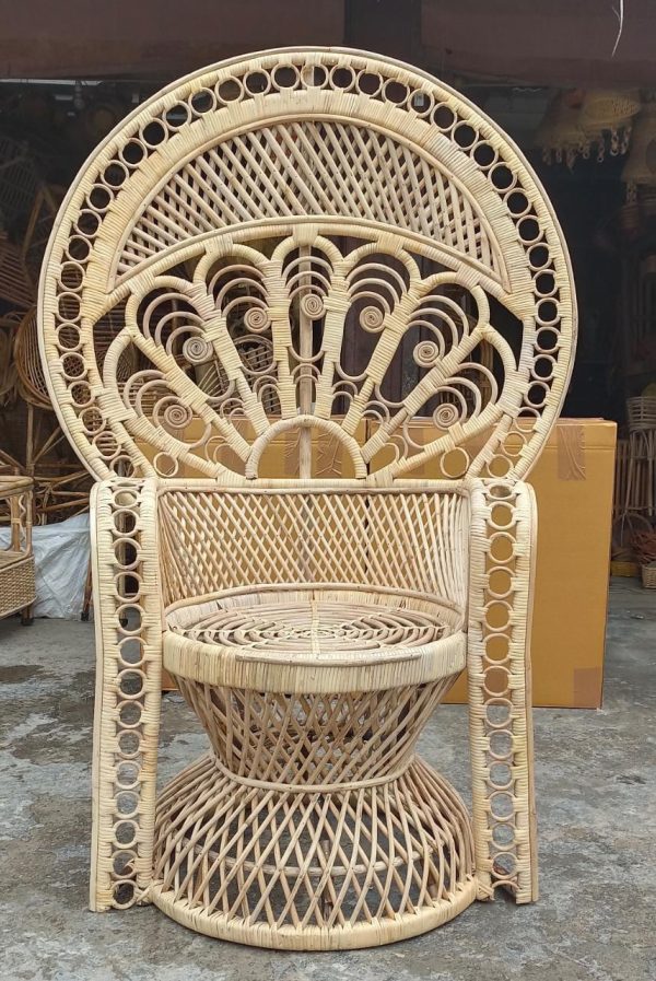 Bamboo Cane Peacock Maharaja Chair I Marriage chair I Banquet Hall Chair I Living Room Chair with Seat Cushion Fashion