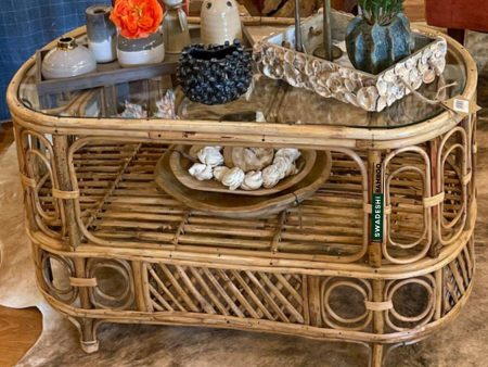 Cane Wicker Bamboo Center Table | Tea, Coffee Table for Home, Balcony, Office, Room, Garden, and Balcony Online Sale