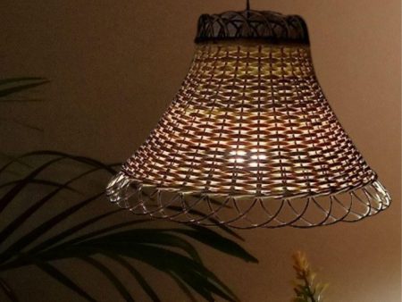 Handwoven Bamboo Cane Hanging Bell Shaped Lamp Shade Supply