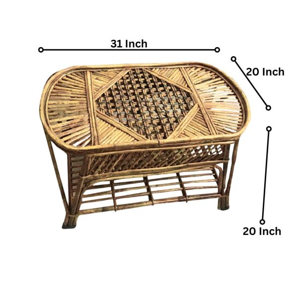 Swadeshi Bamboo Cane Wicker Coffee Table | Tea, Coffee Table for Home, Balcony, Office, and Room on Sale