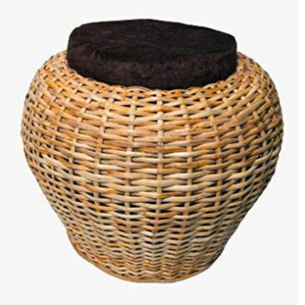 Bamboo bunai Stool muda | Cane round Muda for Living Room, Balcony and office Online