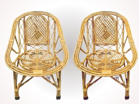 Swadeshi Bamboo Cane Rattan arm Designer Chair (Set of 2) for Home, Office, Restaurant, Hotel, Garden & Balcony Online now