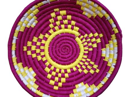 Handwoven Yellow, Pink, White color Sabai Grass Wall Plate 12 inches Online Sale