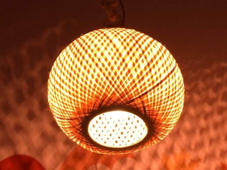 Bamboo Hanging Lamp Shade | Round Shaped | Set of 2 For Discount