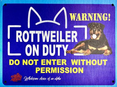 Caution  Warning Aluminium Composite Sign Board   ROTTWEILER ON DUTY  Online