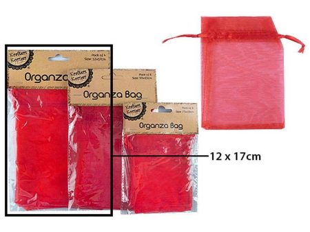 Organza Bag, Red, 4pk For Discount