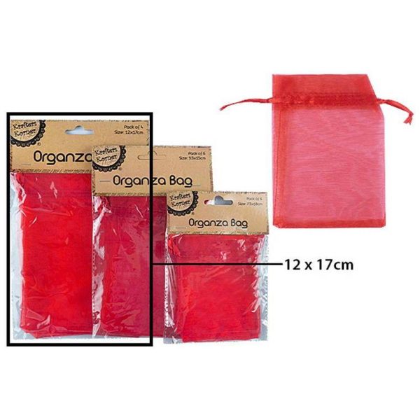 Organza Bag, Red, 4pk For Discount