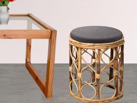 Wooden Bamboo Stool muda | Cane round Muda for Living Room, Balcony and Garden Supply