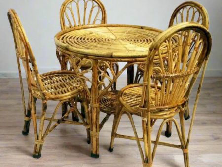 Bamboo Cane Rattan Designer Chair for Home, Dinning Chair Set of 4 Online Hot Sale