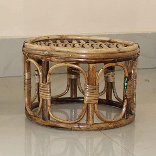 Bamboo Stool muda | Cane round Muda for Living Room, Balcony and Garden on Sale