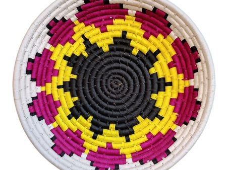 Handwoven Yellow, Pink, Black color Sabai Grass Wall Plate 12 inches Online