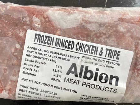 ABC: Chicken & Tripe Mince RAW Dog Food With Ground Bone 454grms For Cheap