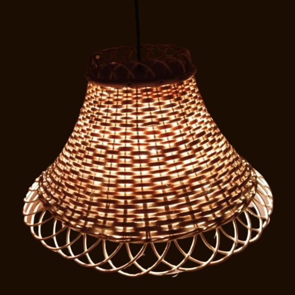 Handwoven Bamboo Cane Hanging Bell Shaped Lamp Shade Supply