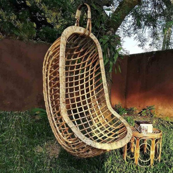 Swadeshi Bamboo Cane Rattan Bamboo Swing Chair for Indoor, Outdoor, Home, Patio, Yard, Balcony and Garden | Single Seater Rattan Swing Hanging Jhula| Size - Large Supply