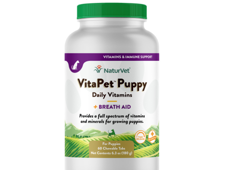 NaturVet VitaPet Puppy Daily Vitamins + Breath Aid Chewable Tablets for Dogs on Sale